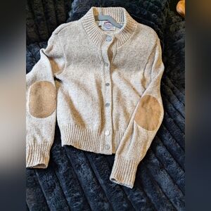 Cambridge Women's Wool Blend Cardigan With Suede Elbow Pads